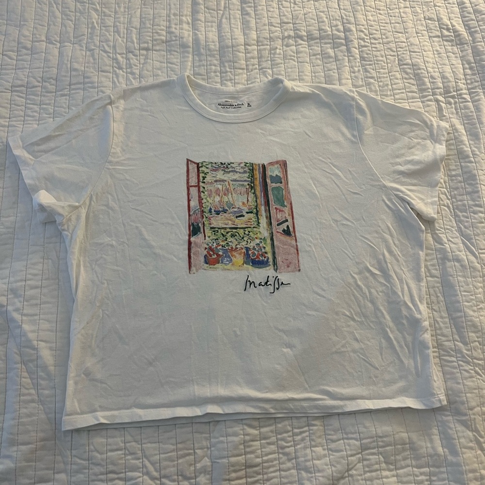 Abercrombie & Fitch Skimming Tee Matisse Graphic White XL
